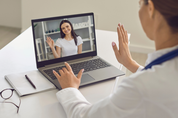 Client and Therapist on Telehealth computer screen